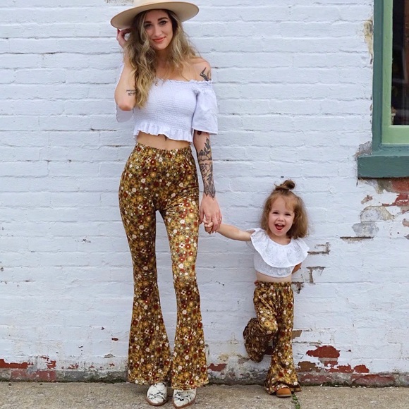 Bell bottom pants - olive floral - Picture 7 of 10